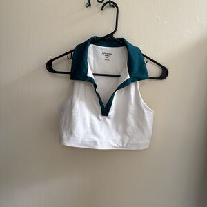 White and Green Reformation Women's Crop Top